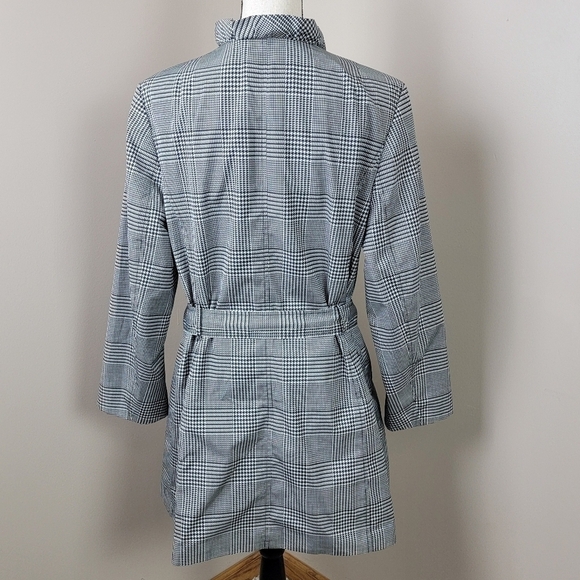 Talbots Petites Glen Houndstooth Plaid Water Resistant Trench/Rain Coat Sz 16P - Picture 3 of 13